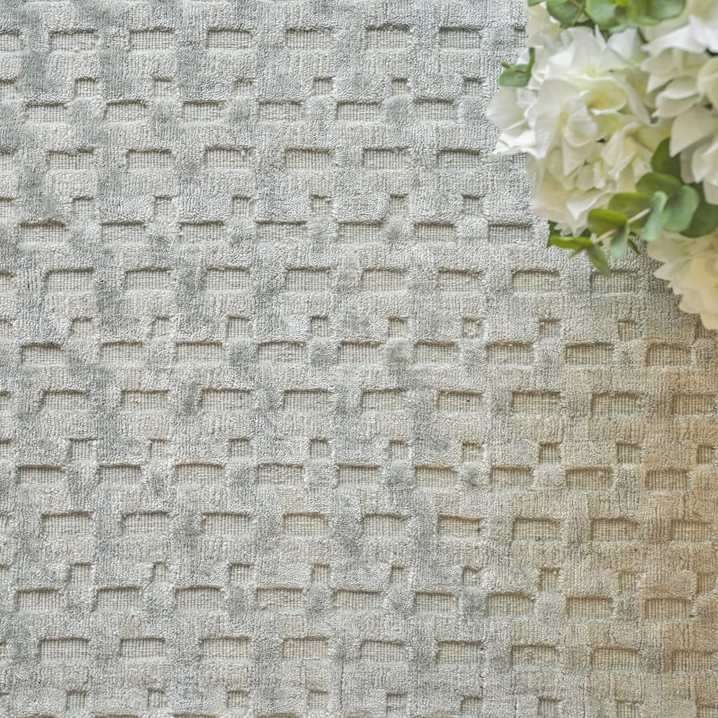 EXQUISITE RUGS Monroe Silk Hand-loomed Bamboo Silk Light Green Area Rug.