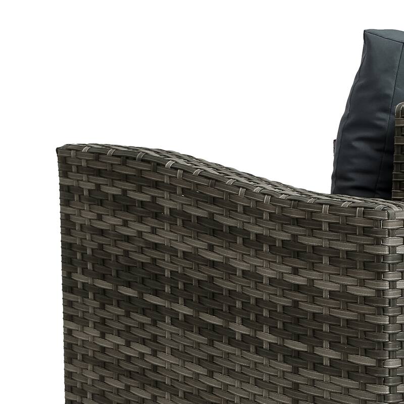 Outdoor Rattan Conversation Swivel Chair Set of 3 with Table
