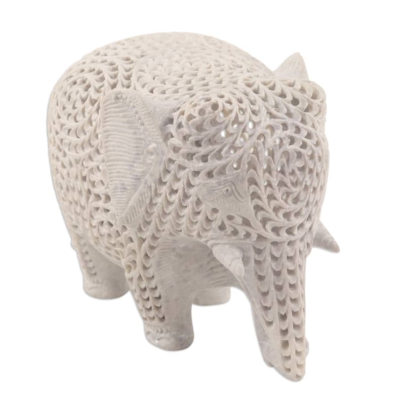 Novica Handmade Expecting Elephant Soapstone Sculpture