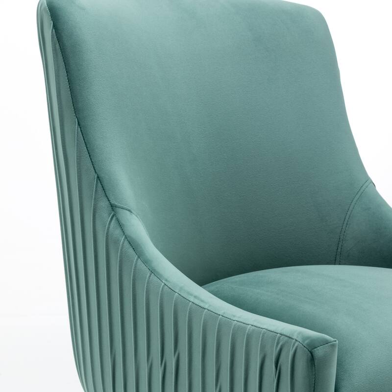 SEYNAR Modern Glam Boucle Pleated Velvet Dining Chair or Vanity Chair Set of 2 with Rear Handle
