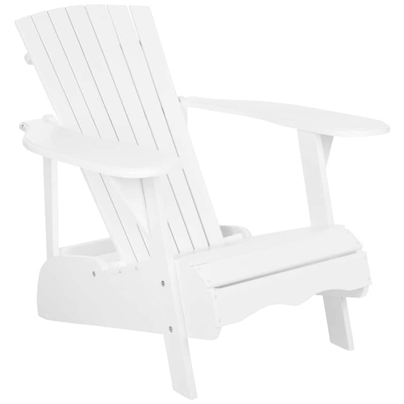 SAFAVIEH Outdoor Living Mopani Adirondack White Acacia Wood Chair - 33.5" W x 37.4" D x 32.7" H