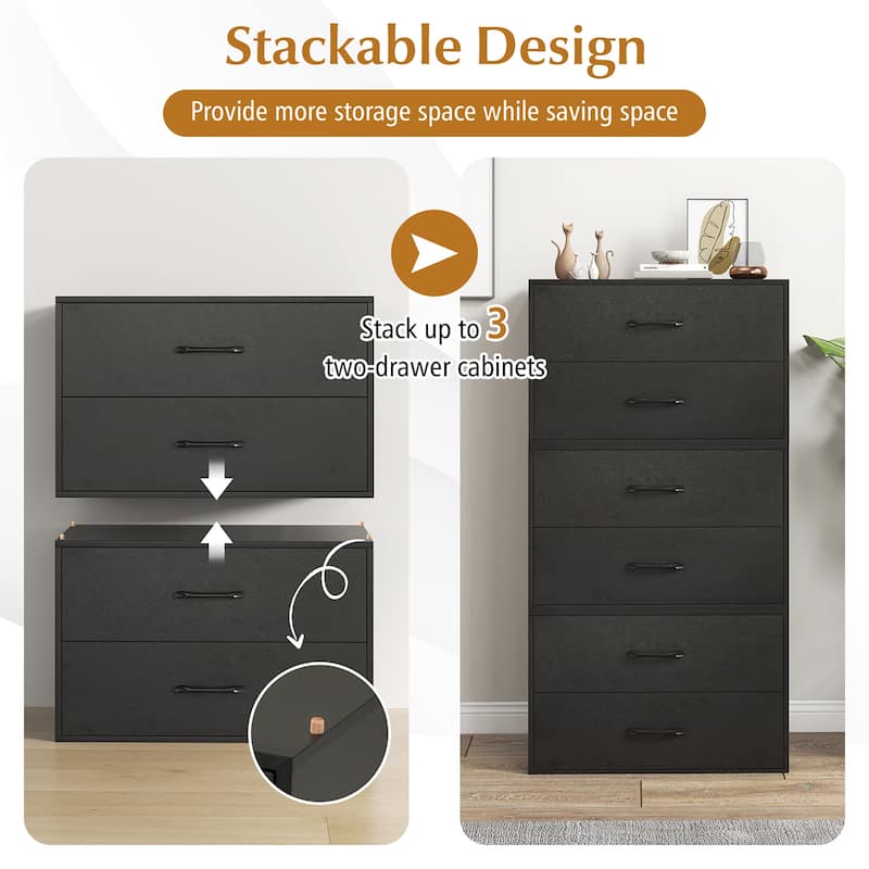 Gymax Stackable 2-Drawer Dresser Multi-Purpose Wooden Storage Cube