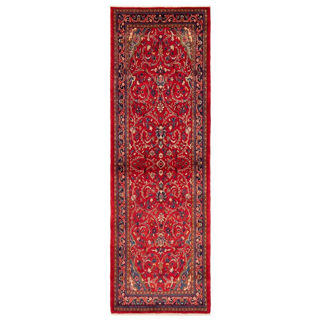 ECARPETGALLERY Hand-knotted Kayseri Vintage Red Wool Rug - 3'3 x 9'10
