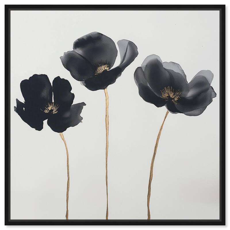 Nocturnal Flowers II Canvas by Art Remedy - Black - 40" x 40"