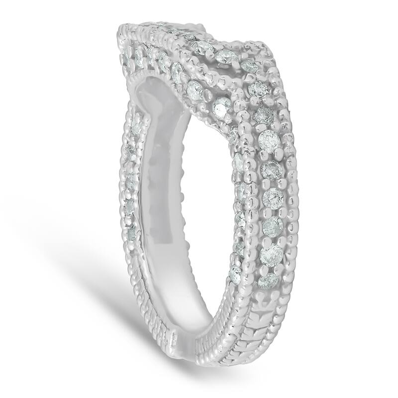 3/4ct Vintage Curved Diamond Ring Guard White Gold