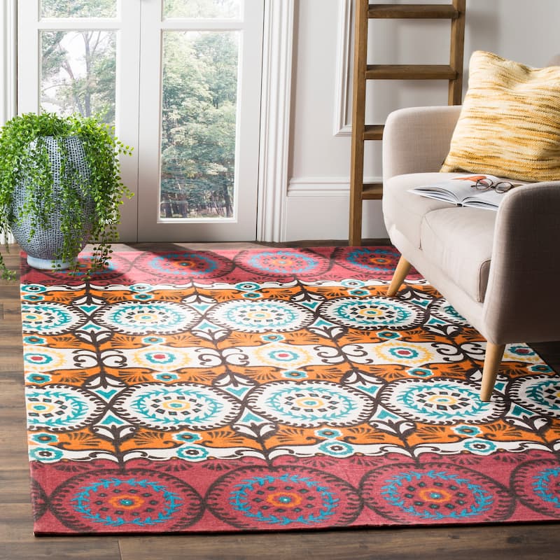 SAFAVIEH Handmade Cedar Brook Vinciane Modern Cotton Rug - 7'3" x 9'3" - Red/Blue