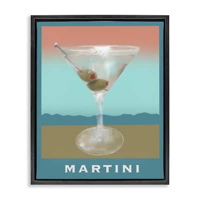 Stupell Martini over Muted Tones Framed Floater Canvas Wall Art Design By Matthew Piotrowicz