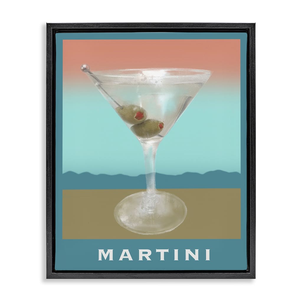 Stupell Martini over Muted Tones Framed Floater Canvas Wall Art Design By Matthew Piotrowicz