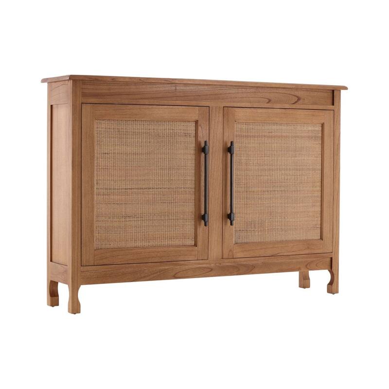Furniture Classics Dalia Natural Mahogany Rafia Storage Cabinet