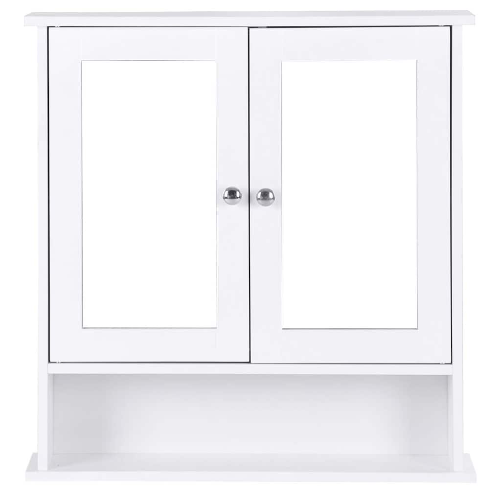 White Bathroom Wall Cabinet with Adjustable Shelves and Mirror Doors Ideal for Bathroom or Living Room