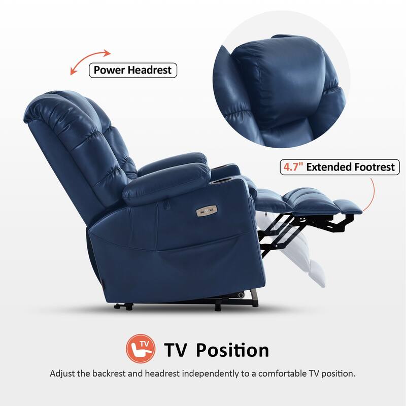 MCombo Large Dual Motor Power Lift Recliner Chair with Massage and Dual Heating for Elderly People, Faux Leather 7634