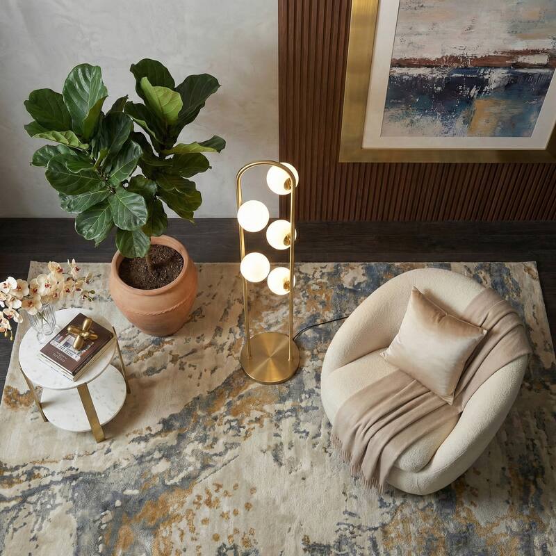 Ivette Brass Floor Lamp with Globe Lights
