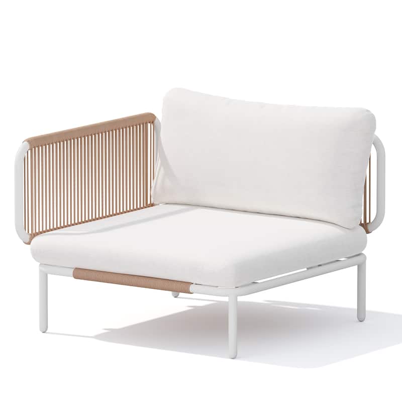 Outdoor Patio Cushion Sectional Sofa Set Furniture DIY Free Combination Set - Beige,1Seat&2arms - 1-Piece