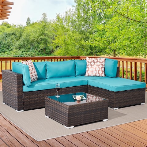 LIVOOSUN Outdoor Wicker 7-piece Sectional Sofa Patio Furniture Set
