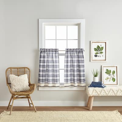 Curtainworks Seaton Plaid Kitchen Curtain Valance and Tier Pair Curtain Collection