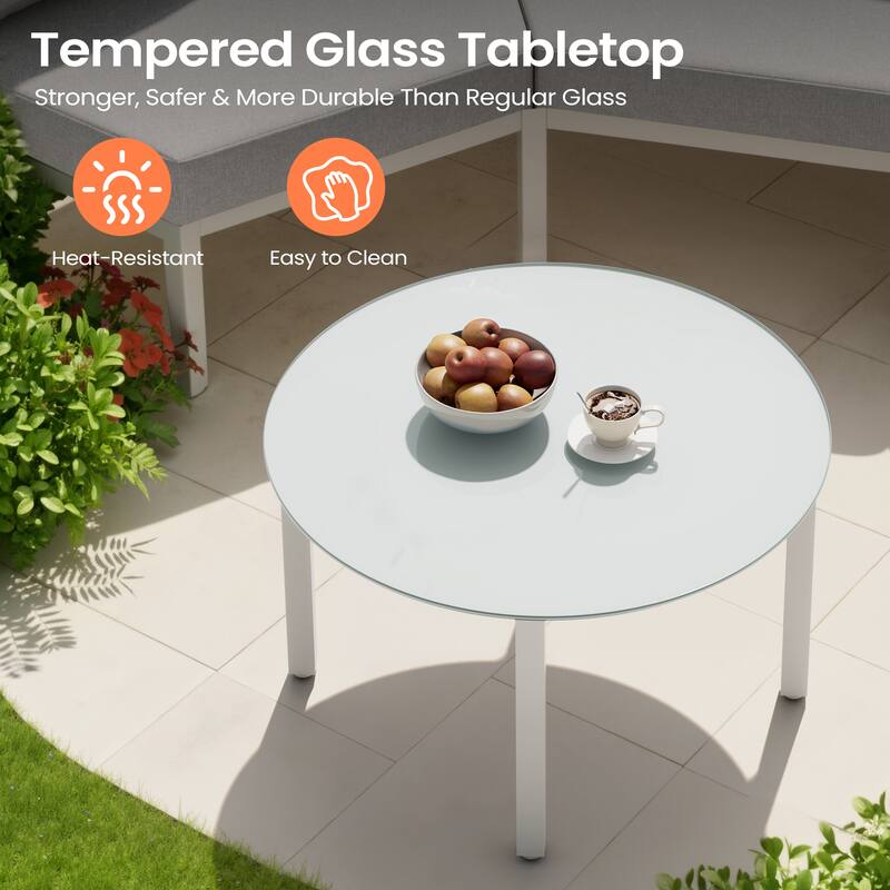 Outdoor Patio Furniture All-Weather Aluminum PE Rattan Wicker Half Round Curved Sofa Sectional Set