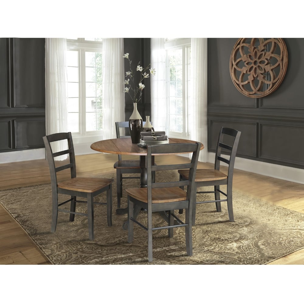 42" Drop Leaf Dining Table with 4 Ladderback Chairs - 5 Piece Set