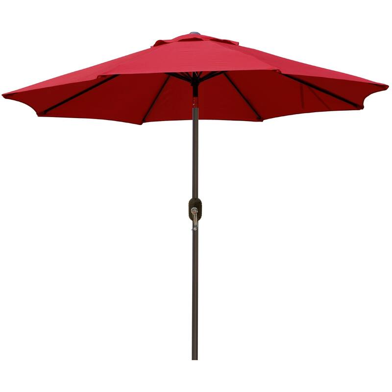 9' Outdoor Patio Umbrella, Outdoor Table Umbrella, Yard Umbrella, Market Umbrella with 8 Sturdy Ribs, Push Button Tilt and Crank - Red