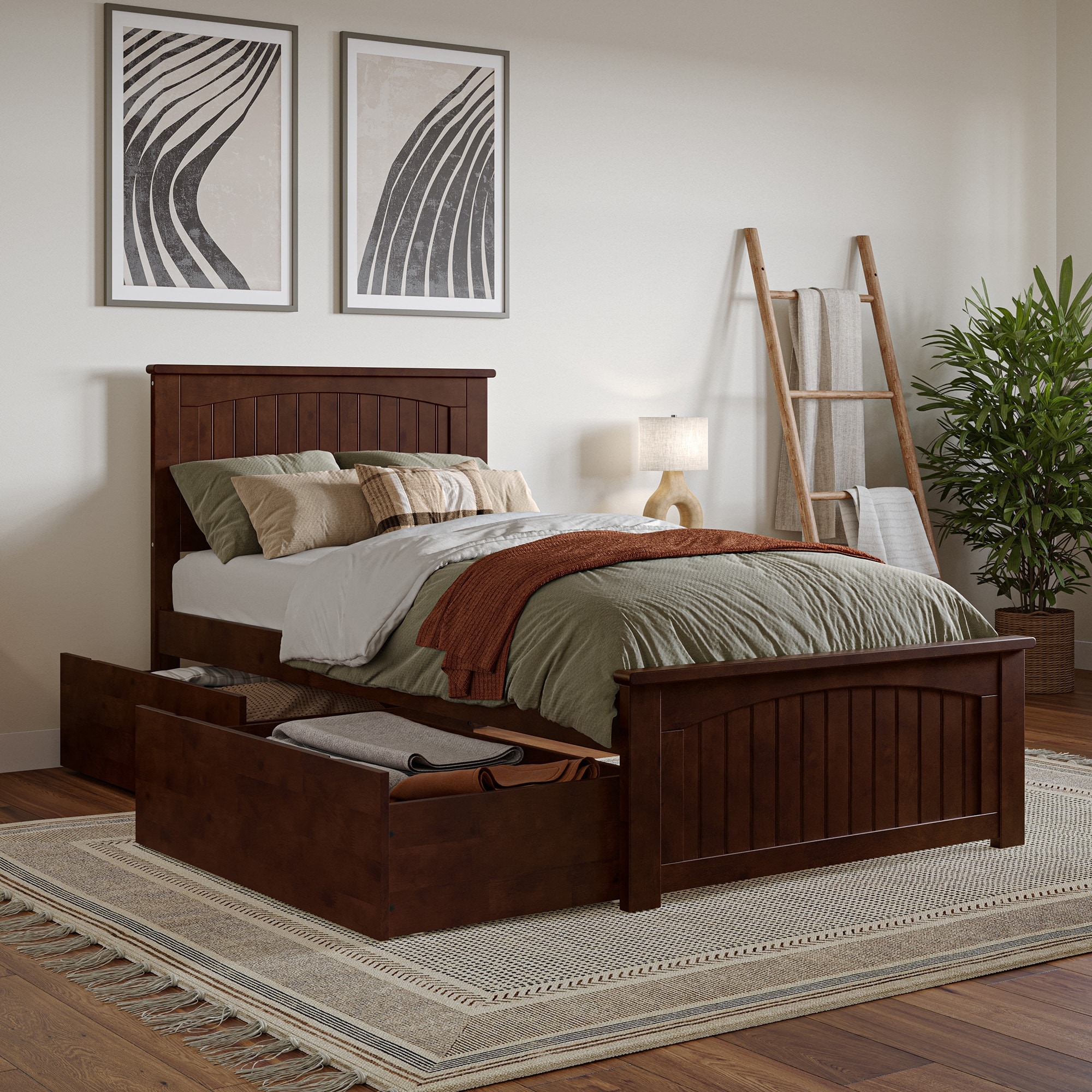 AFI Nantucket Platform Bed with Matching Footboard & Storage Drawers