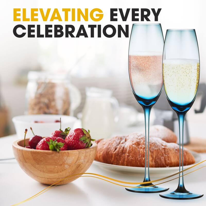 Berkware Luxurious and Elegant Sparkling Colored Glassware - Champagne Flutes