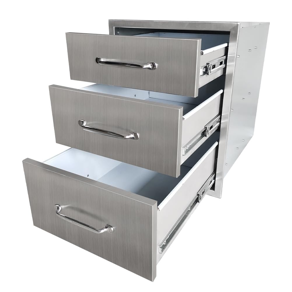 GARVEE 18 x 23 inch Outdoor Kitchen Drawers 18 23 Silver Stainless Steel