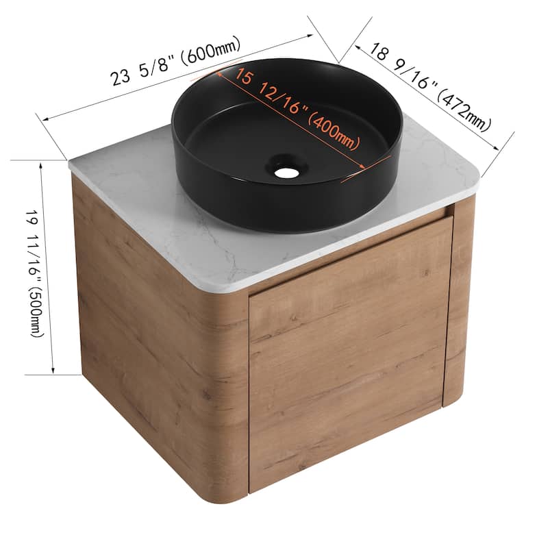 Bathroom Vanity With Sink In 24/30 Inch, Floating Bathroom Vanity With Soft Close Door
