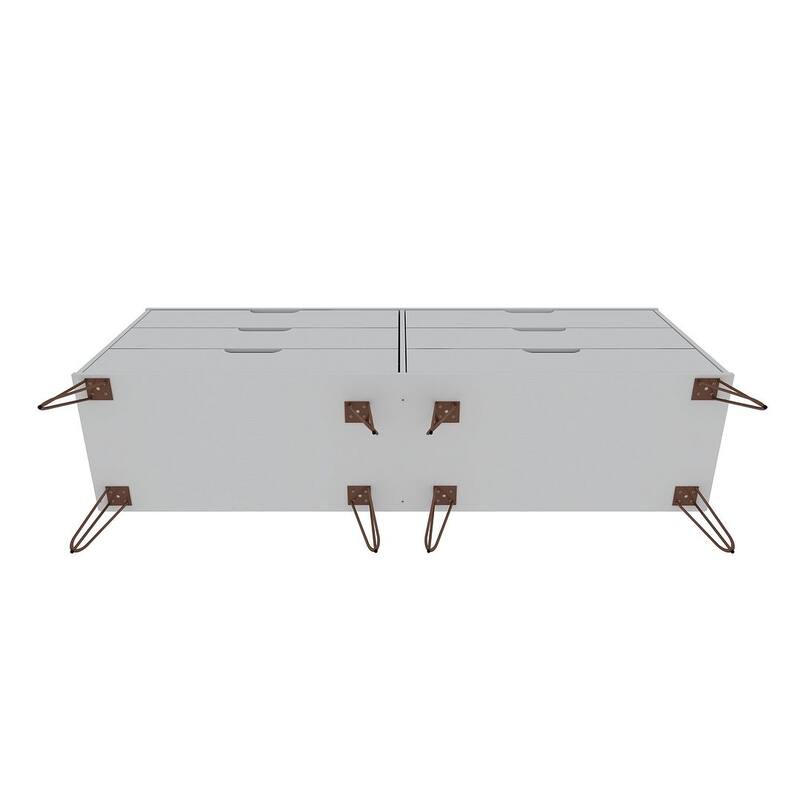 Manhattan Comfort Rockefeller 6-Drawer Double Low Dresser with Metal Legs