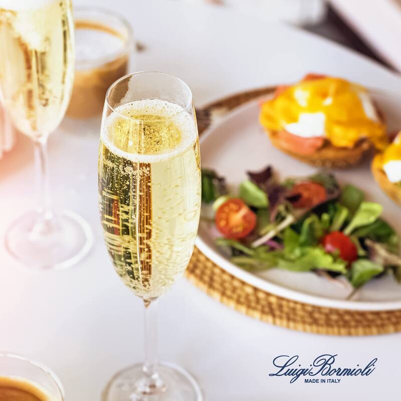 Luigi Bormioli Set of 4 Crescendo Champagne Flute Glasses - 8 oz.