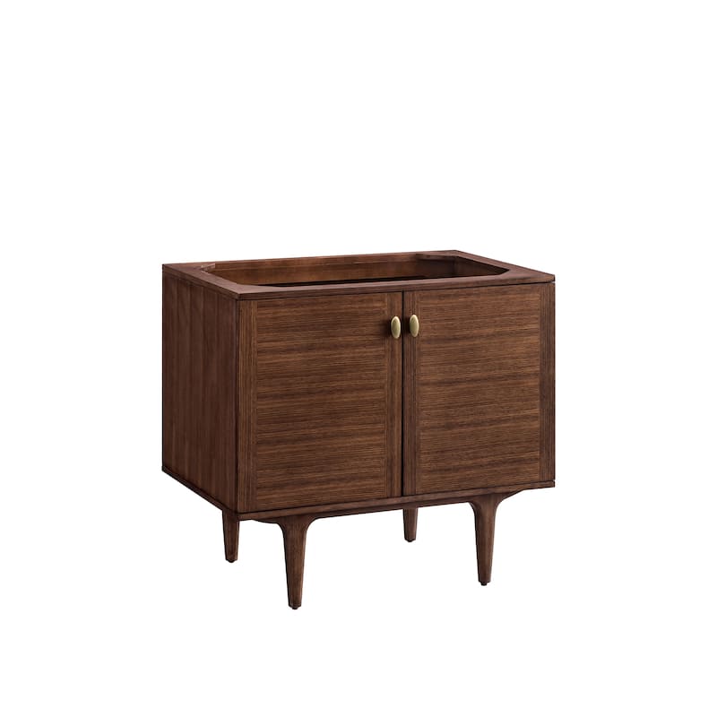 James Martin Vanities Amberly 36" Single Vanity, Mid-Century Walnut - No Top