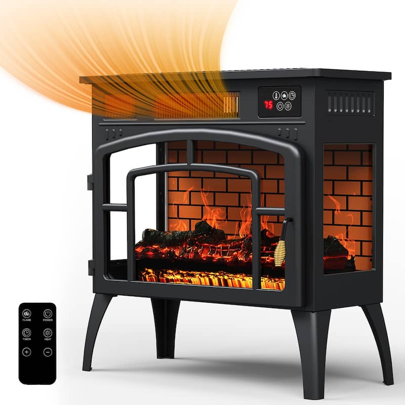 Freestanding Electric Fireplace Heater with Realistic 3D Flame - N/A