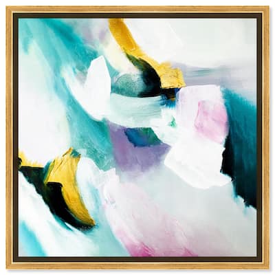Art Remedy Still Violas Framed Blue Abstract 1 Piece Canvas Wall Art