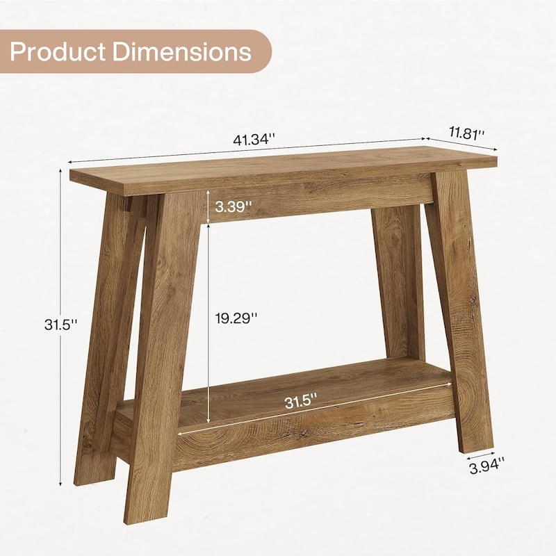 41.3" Farmhouse Console Table, 2-Tier Wooden Entryway Table
