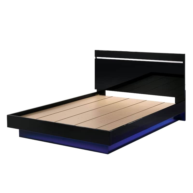 Benvolio Contemporary Black LED Light Platform Bed by Furniture of America