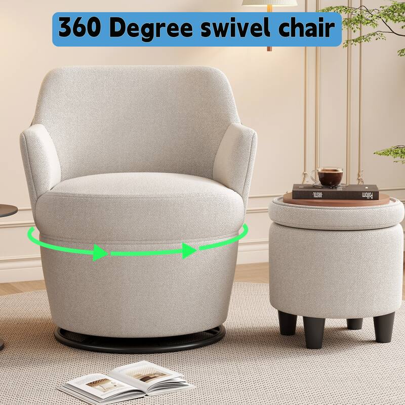 Swivel Accent Chair with Ottoman
