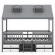 preview thumbnail 7 of 10, Gray Full Size Wood Bed House with Fence and Roof for Kids, Boys and Girls, Bedroom