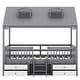 preview thumbnail 43 of 47, Twin/Full Low House Bed with 2-Step Ladder, Roof & Fence, Wood Kids Playhouse Tent Bed Frame with Four Storage Drawers & Shelves