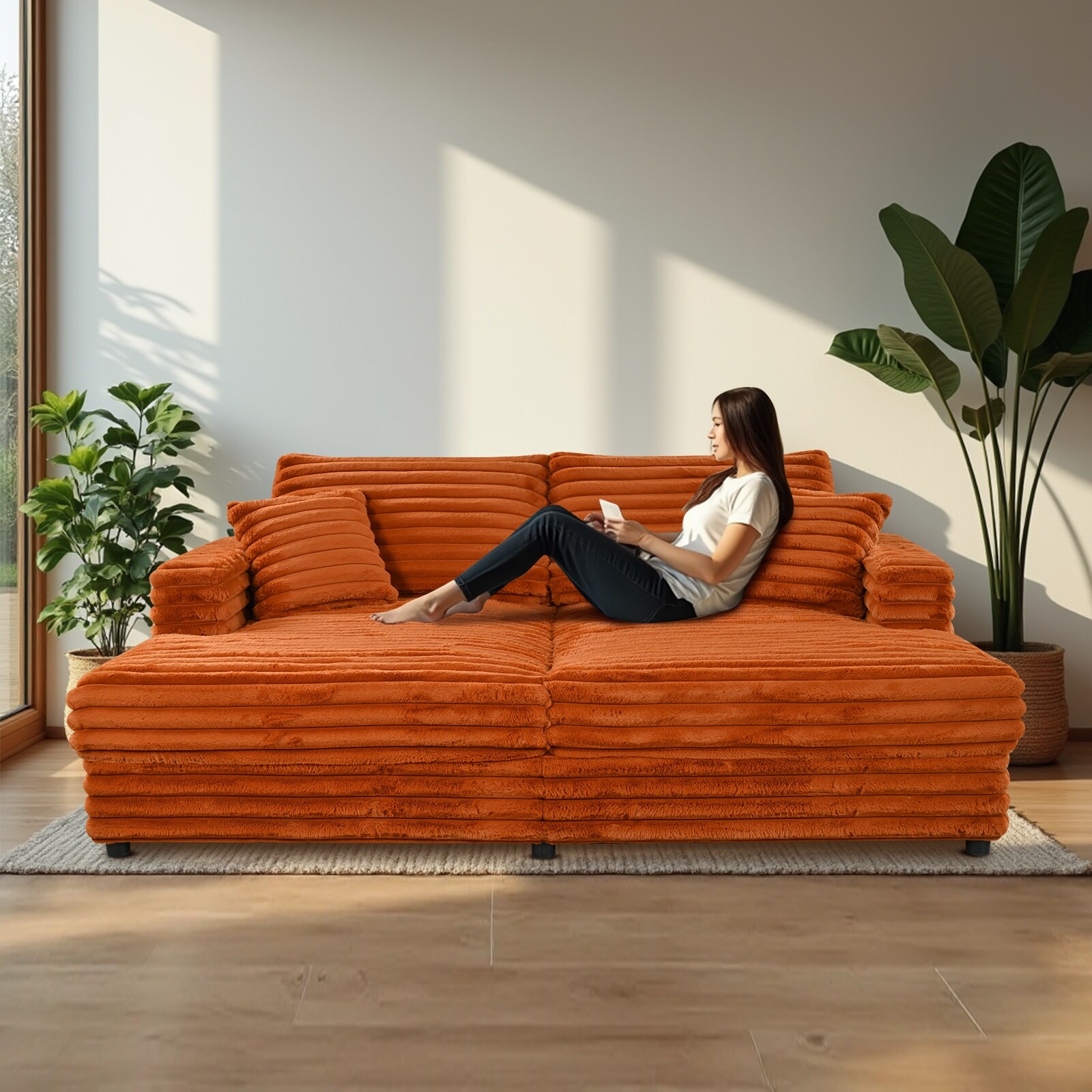 GDFStudio - Alexander 86.22 inches Wide Deep Seat Oversized Cloud