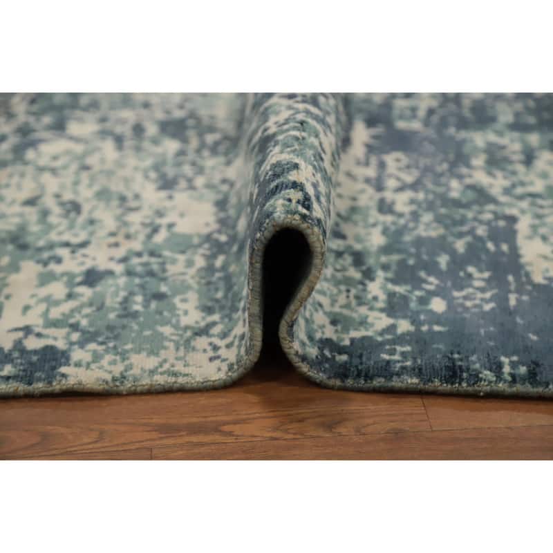 Hand Knotted Oriental Viscose Silk Carpet Modern All-Over Multi-Colored Abstract Area Rug - 7' 11'' X 4' 11''