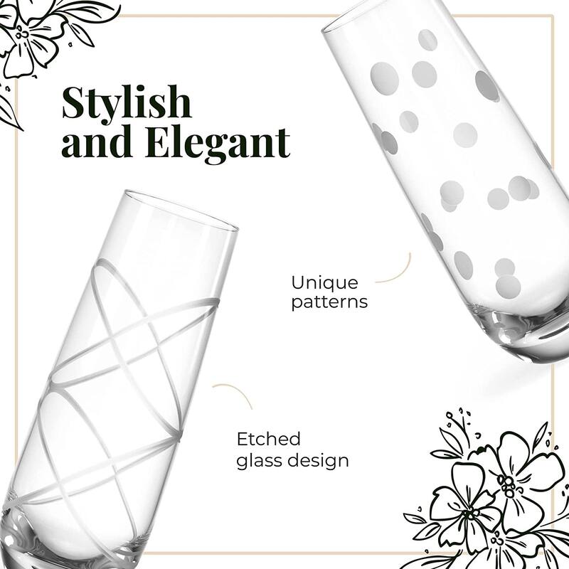 Fifth Avenue Crystal Medallion Stemless Champagne Flutes Set of 6