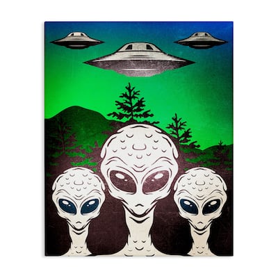 Stupell Vintage Aliens & UFO Canvas Wall Art Design By Kim Allen