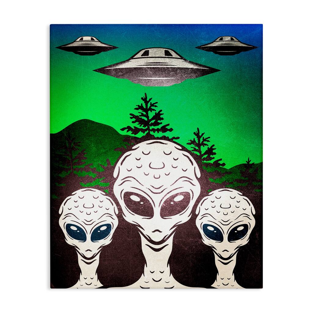 Stupell Vintage Aliens & UFO Canvas Wall Art Design By Kim Allen