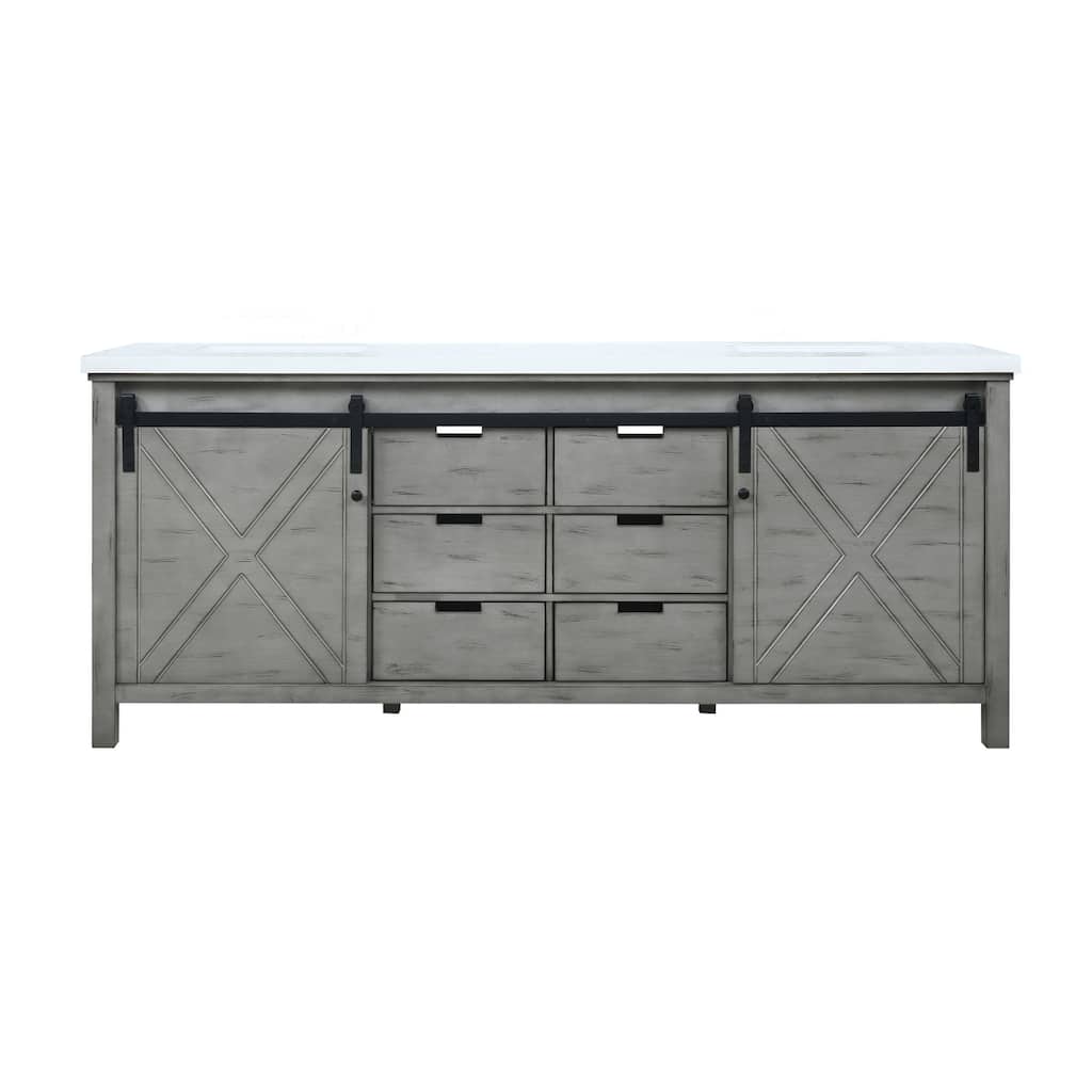 Marsyas 80 in W x 22 in D Dark Grey Double Bath Vanity and Carrara Marble Countertop
