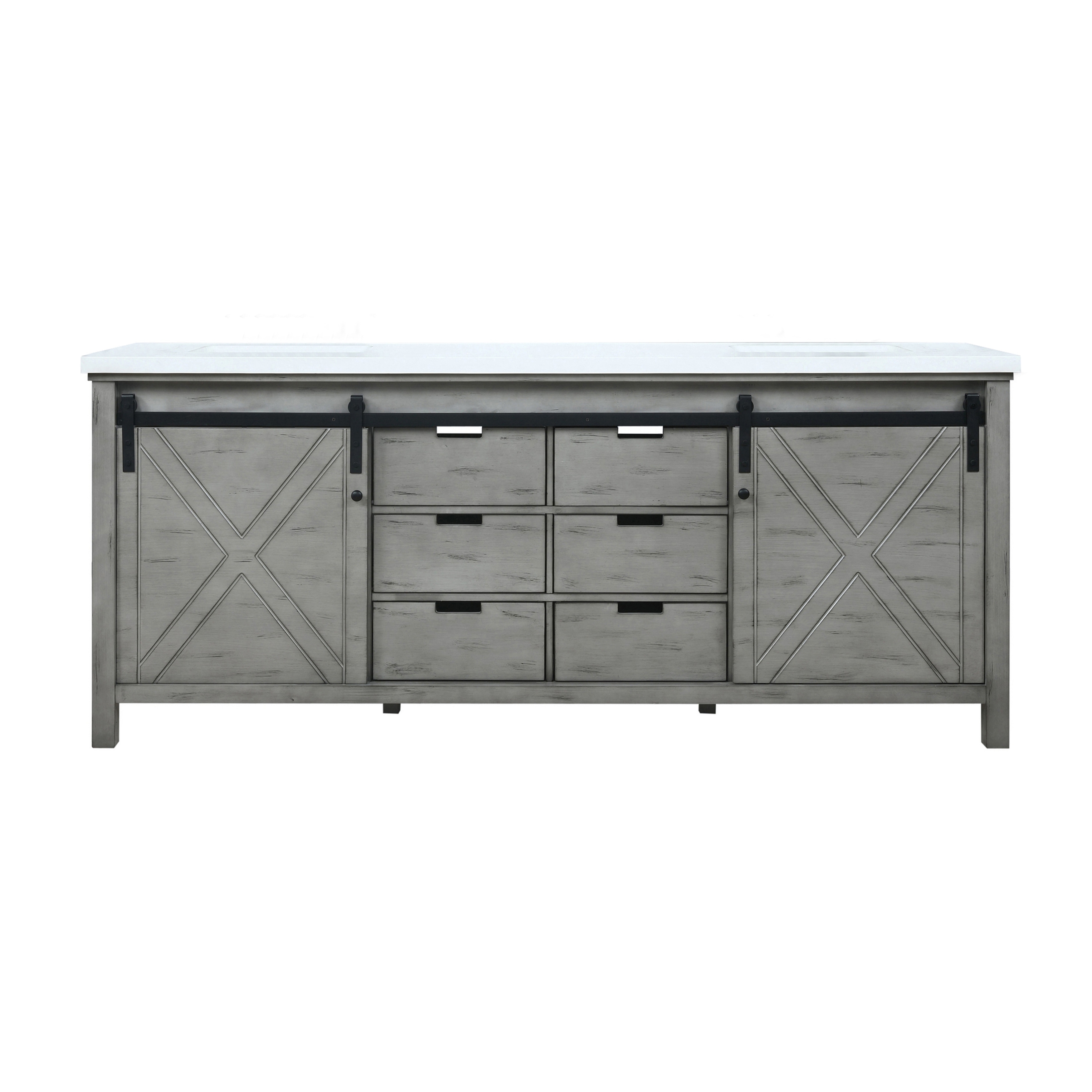 Marsyas 80 in W x 22 in D Dark Grey Double Bath Vanity and Carrara Marble Countertop