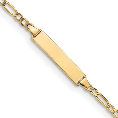 Curata 4.5mm 14k Engravable Polished ID With Semi solid Figaro Bracelet