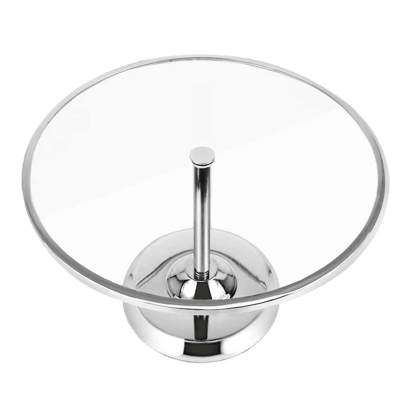 Silver Round Glass Top Cake Stand Dessert Display