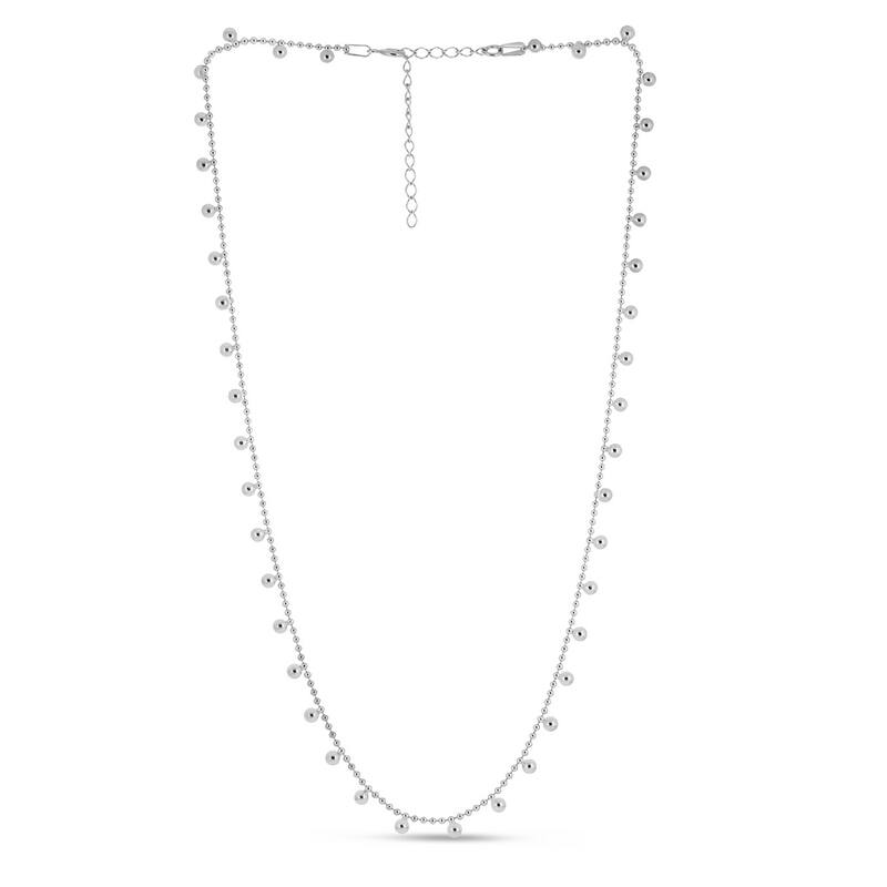 Curata 925 Sterling Silver 18" Polished Fancy Bead Dangle Necklace