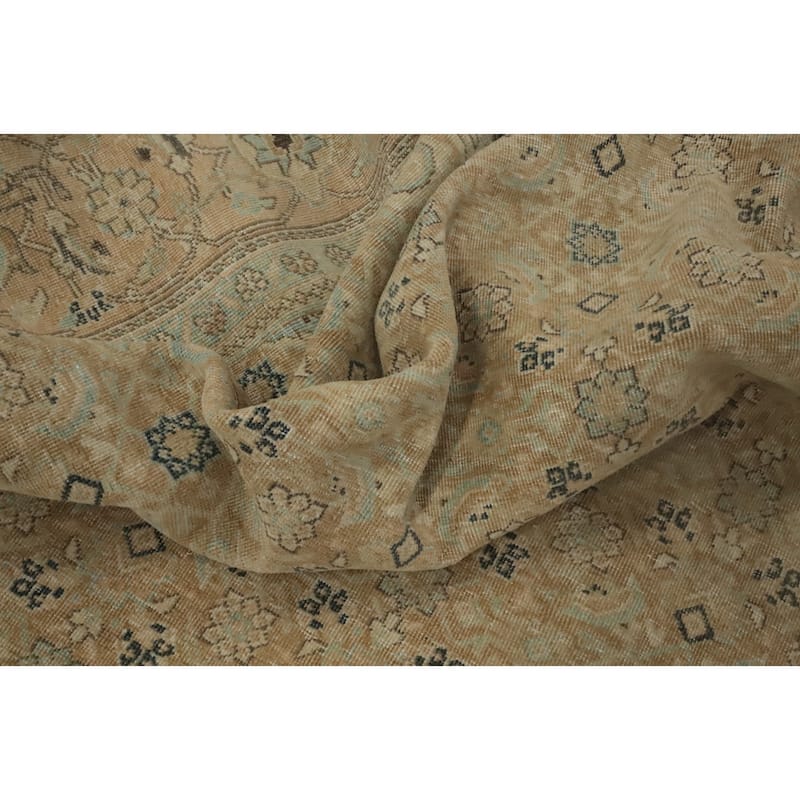 Hand Knotted Oriental 100% Wool Carpet Traditional Floral Brown Tabriz Area Rug - 13' 1'' X 10' 0''