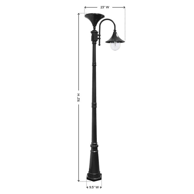 Everest 92 in. Black Modern LED Solar Landscape Lamp Post Light