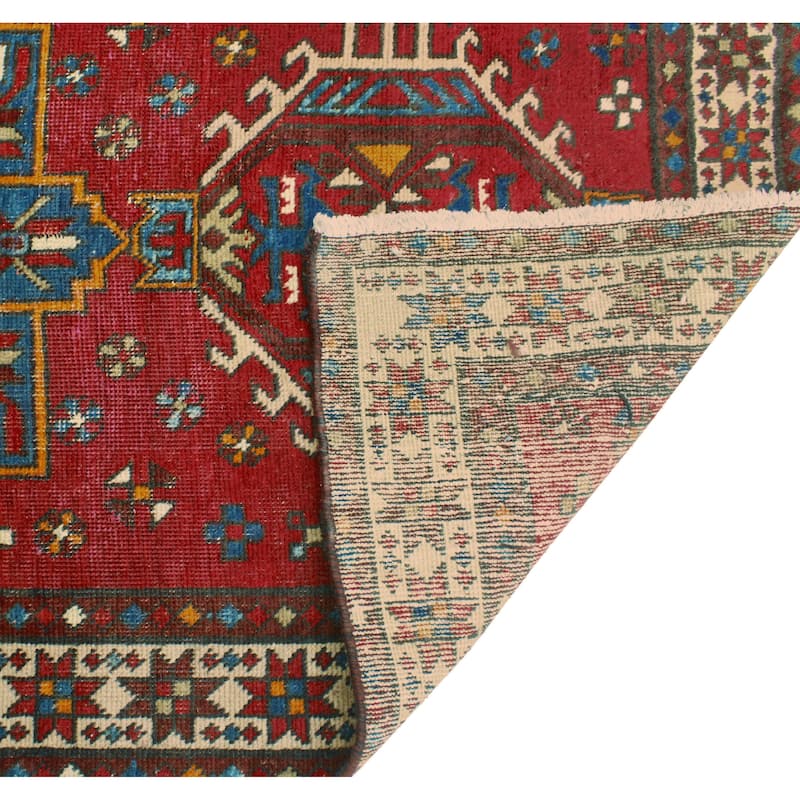 Fine Vintage Distressed Houda Red/Beige Runner - 3'1" x 10'9"