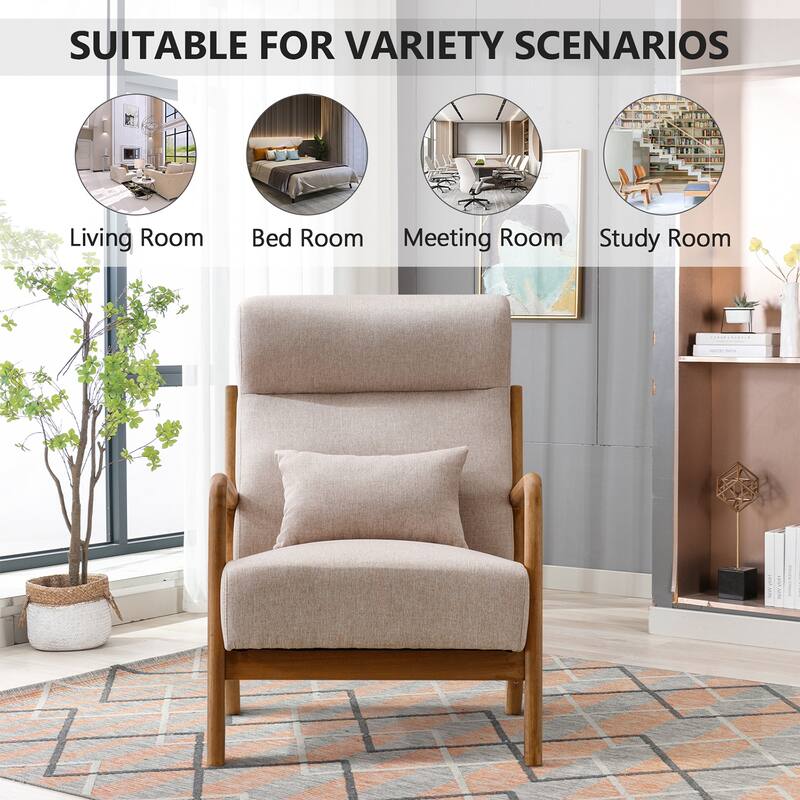 Single Lounge Armchair with Solid Wood Frame